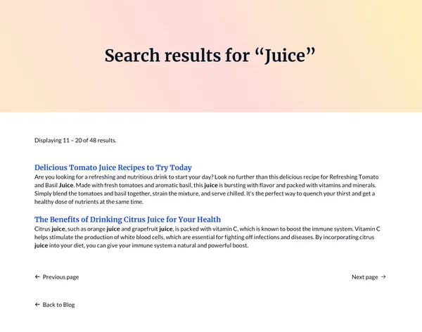 Module: Search Results | FreshJuice DEV Docs