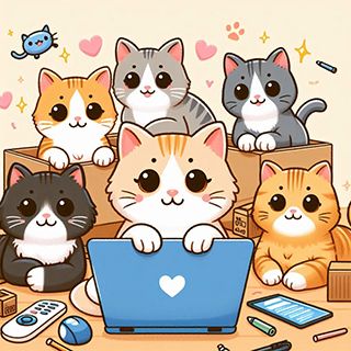 Cats with a laptop