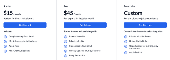 Screenshot how Three Grid Pricing Cards looks