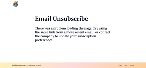 Page template: Subscription Email Unsubscribing or problems