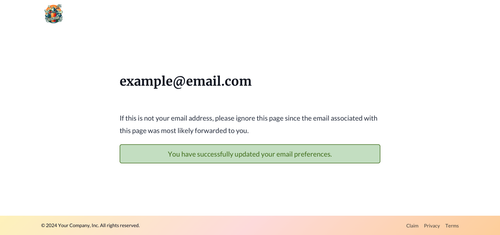 Page template: Subscriptions Confirmation