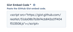 sidebar Gist Embed Code textarea