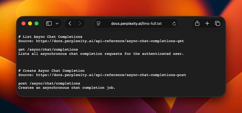 Anthropic and Perplexity `llms.txt` integration