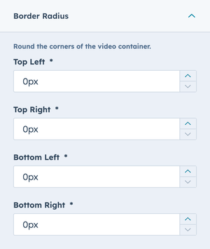 Style → Border Radius grouped number inputs