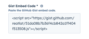 sidebar Gist Embed Code textarea