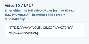 sidebar input with YouTube/Vimeo URL
