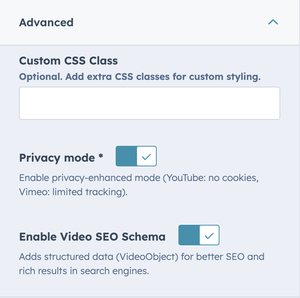 sidebar Advanced toggles expanded