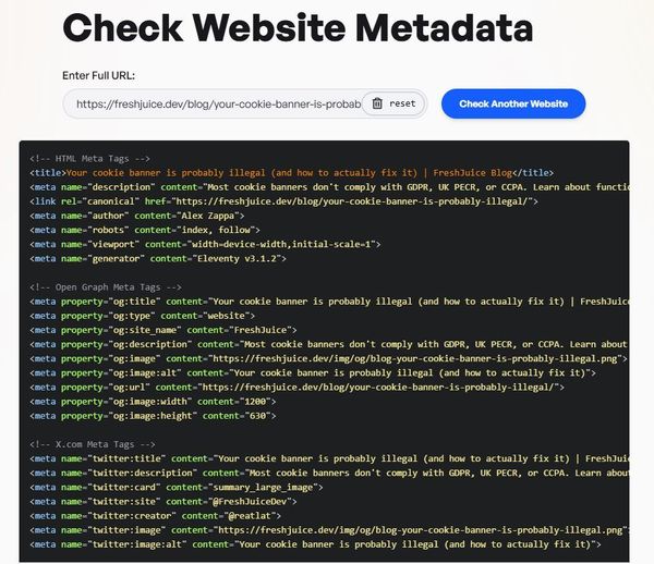 Metadata Checker tool interface