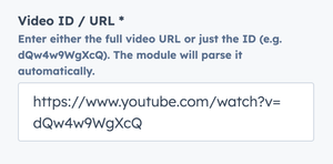 sidebar input with YouTube/Vimeo URL