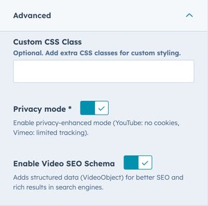 sidebar Advanced toggles expanded