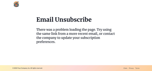Page template: Subscription Email Unsubscribing or problems