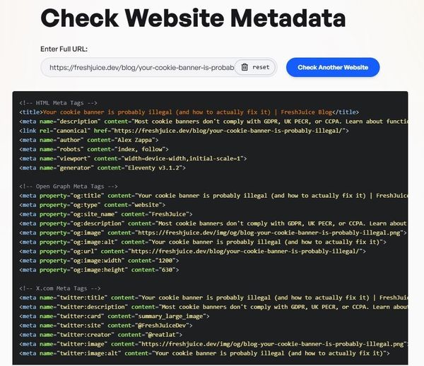 Metadata Checker tool interface