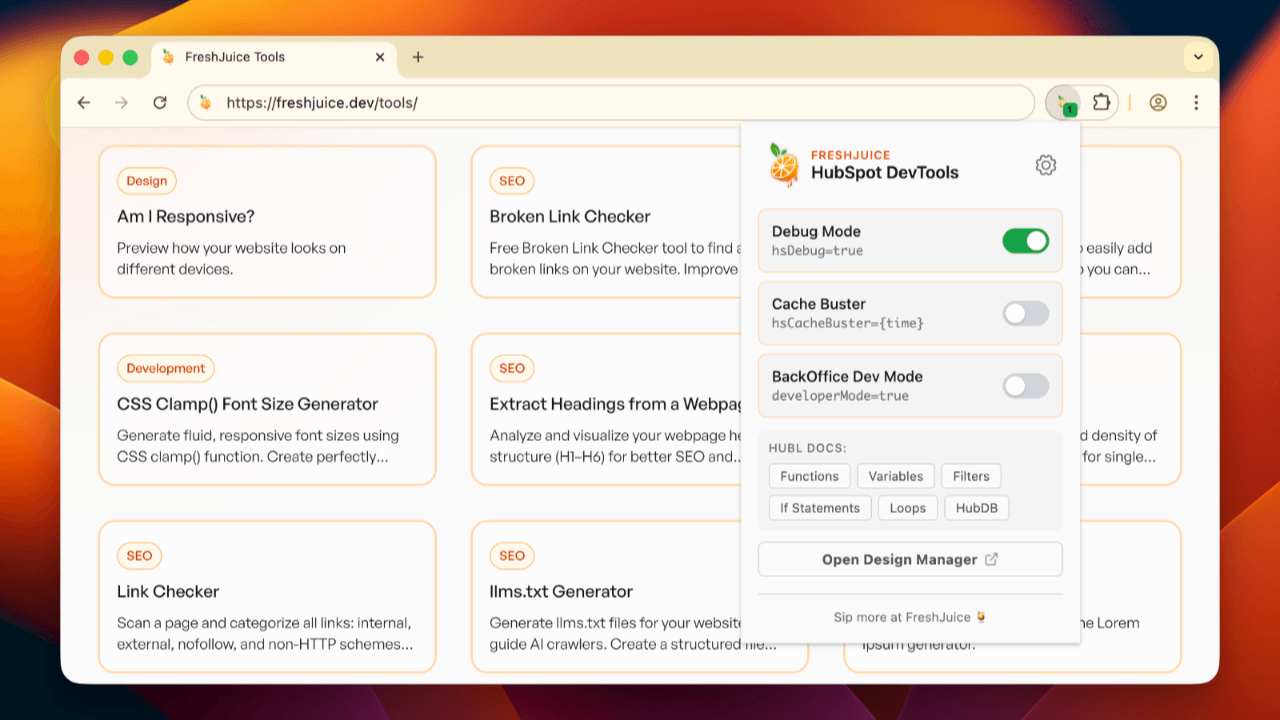 HubSpot DevTools for Chrome and Firefox | FreshJuice