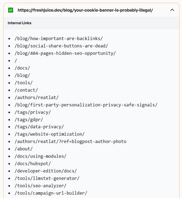 Link Checker tool interface