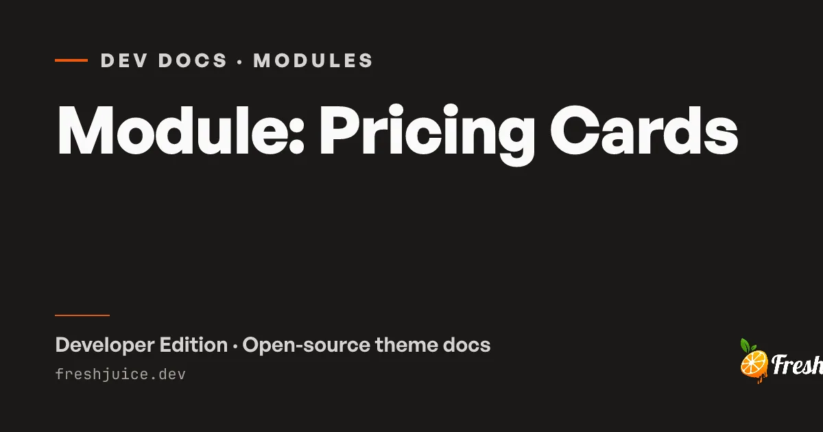 Module: Pricing Cards | FreshJuice DEV Docs