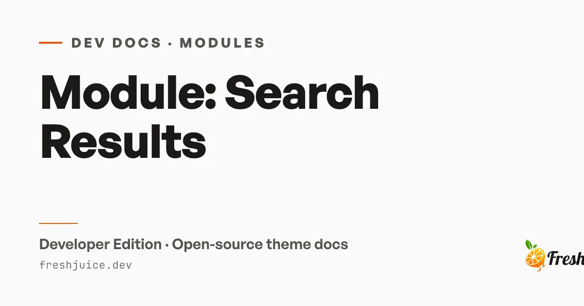 Module: Search Results | FreshJuice DEV Docs