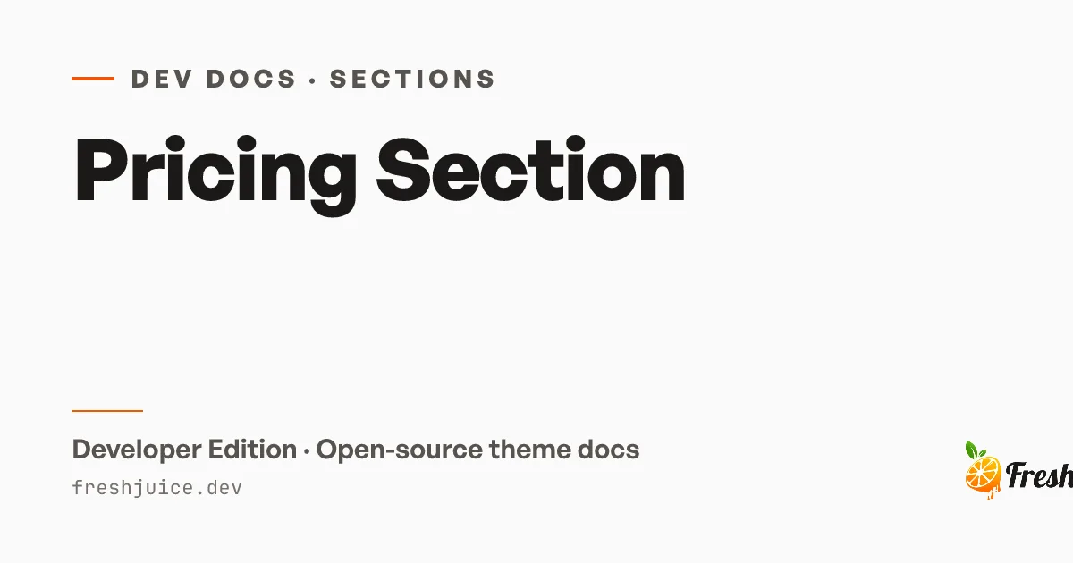 Pricing Section | FreshJuice DEV Docs