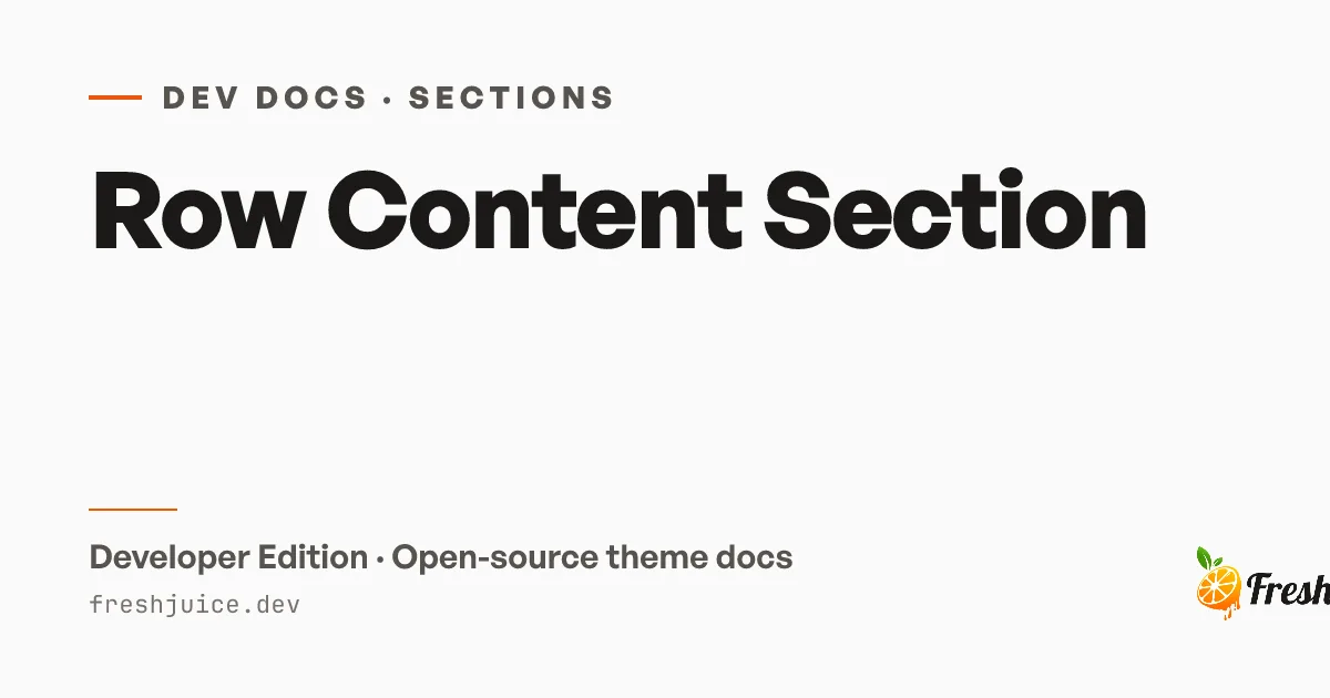 Row Content Section | FreshJuice DEV Docs