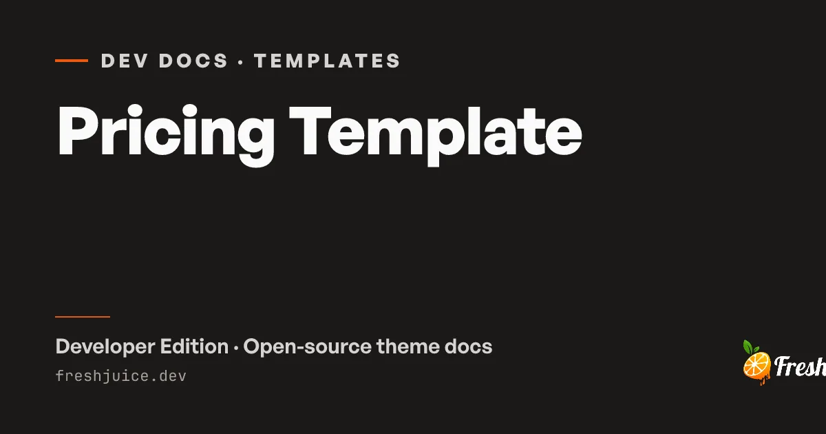Pricing Template | FreshJuice DEV Docs
