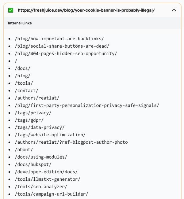 Link Checker tool interface